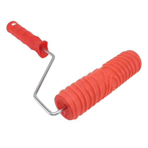 TOYANDONA Rodillo de Pintura de 7 Pulgadas con Diseño de Vetas de Madera, Goma Duradera y Mango Rojo para Decoración de Pared y Proyectos DIY