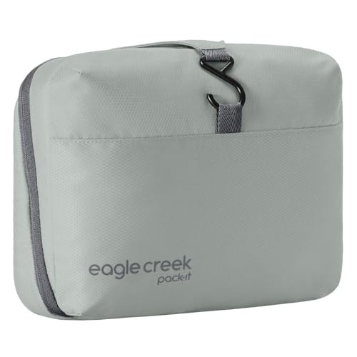 Eagle Creek Pack-It Hanging Toiletry Kit - Dual Compartment Toiletry Kit for Keeping Small Items Organized - Water Resistant - Top Grab Handle - Zipper Pouch - Storm Grey