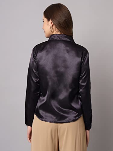 Image of FUNDAY FASHION Women Solid Formal Satin Regular Fit Shirt