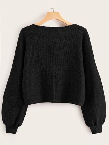 SweatyRocks Women's Casual Crewneck Raglan Long Sleeve Ribbed Knit Crop Top Cropped Sweater2