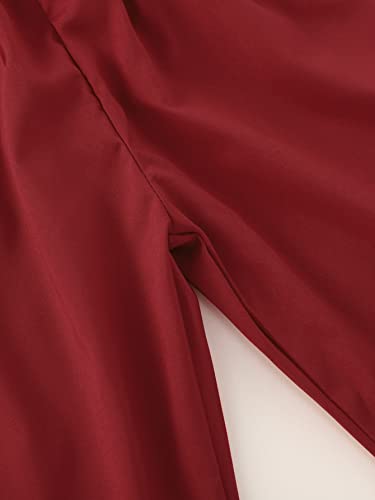 Wdirara Toddler Girl's Ruffle Trim Cap Sleeve Square Neck High Waist Overall Jumpsuit Burgundy 120 #TOP2
