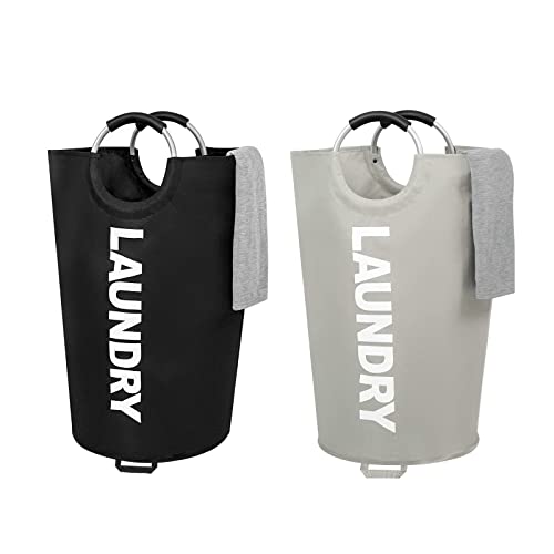 Zero Jet Lag 115L X-Large Laundry Basket Collapsible Fabric Laundry Hamper Tall Dorm Laundry Bag With Handles (Black And Light Gray) #TOP6