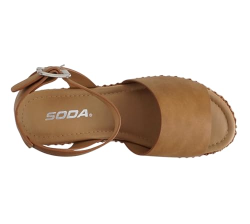 Image of Soda Topic Open Toe Buckle Ankle Strap Espadrilles Flatform Wedge Casual Sandal