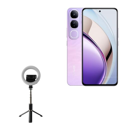 BoxWave Stand and Mount Compatible with vivo V40 Lite 4G - RingLight SelfiePod, Selfie Stick Extendable Arm with Ring Light - Jet Black