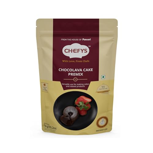 Chefy’s Chocolate Lava Cake Mix (35.2 Oz) – Easy Bake Hot Chocolava Cake Premix with Real Cocoa, Rich Gooey Center, Dessert Baking Mix for Home & Parties – Makes 20 Servings(10tsp Each)