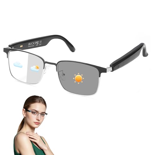 Smart Glasses for Men & Women, Photochromic Lenses, Bluetooth Audio Glasses with Open-Ear Wireless Speakers, Hands-Free Music & Calls, Voice Control, Smart Sunglasses for Work, Driving,Trave