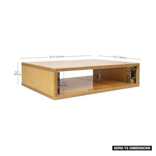 Image of Sound Town DIY 2U Studio Rack with Solid Baltic Birch Plywood, Golden Oak for Recording Room, Home Studio (SDRK-Y2)