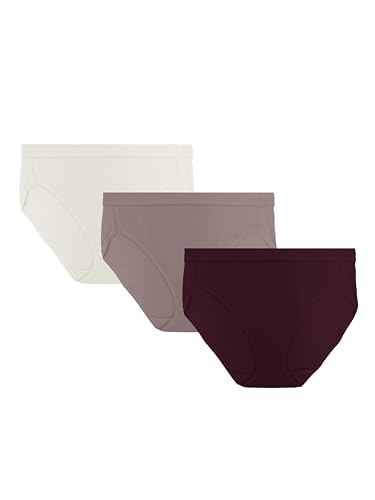 Vanity Fair Women's Underwear Pack of Beyond Comfort Ultimate Stretch Panties, Hi Cut-Sophisticated Plum/Poised Taupe/Glacier White, 9