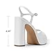 DREAM PAIRS Platform Heels for Women, Square Toe Chunky High Heels Ankle Strap Sandals for Wedding Party Formal Event,Size 6,White,SDHS25005W