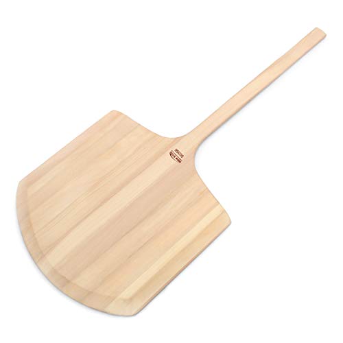 Image of New Star Foodservice 50356 Restaurant-Grade Wooden Pizza Peel, 18 inch L x 18 inch W Plate, with 24 inch L Wooden Handle, 42 inch Overall Length