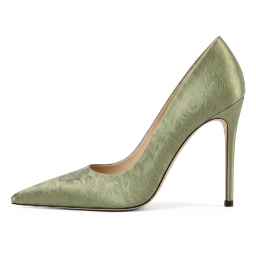 Image of Eldof Women's Classic Dress Pumps Shoes, Sexy Pointed Toe 4 inch Stiletto High Heels, Office Formal Slip On Size 5-13