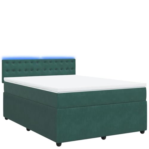 Genérico Wenjingqi Cama Box Spring con colchón Terciopelo Verde Oscuro 140x200 cm, Verde 3290073