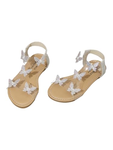 Image of GORGLITTER Girl's Sandals Butterfly Clear Dressy Cute Ankle Strappy Sandal | Girls Dress Sandals, Girls Size 4 Sandals, Big Little Kid Sandals Girls, Cute Sandals