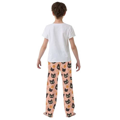 Pajama Pants Cats Face Pumpkins PJ Bottoms Sleepwear Lounge Sleep Pant with Pockets3