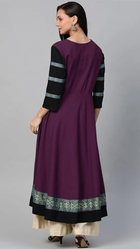 Image of Cotton Silk Anarkali Printed Border Long Umbrella Gown Kurta for Women