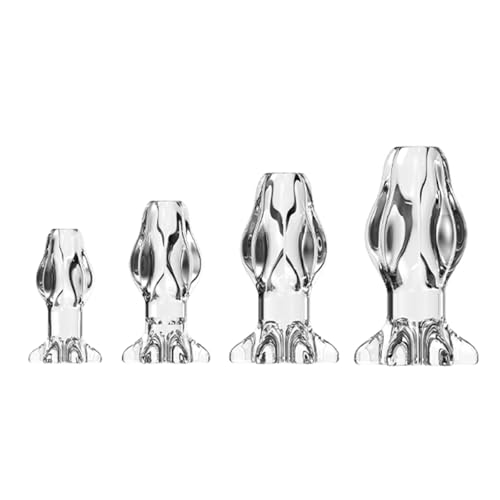 CHYG 中空プラグ シリコンアナルプラグ拡張 柔らかいアナル洗浄器 蕾の形 あなる拡張器具 初心者女性用 観察用トンネル式 アナルグッズ多種用途ｓｍプレイ用かんちょう器具男女兼用 -透明||4点セット - 画像1