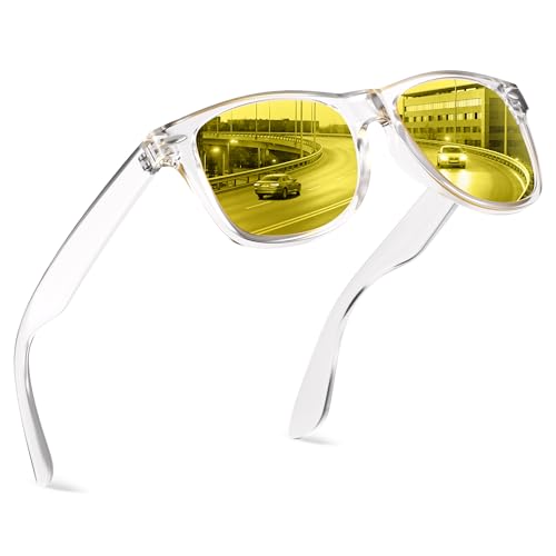 Image of FEIDUSUN Night Vision Driving Glasses for Men Women, Anti Glare Polarized Nighttime Glasses Yellow Lens