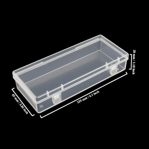 Image of 6 Pack Rectangular Clear Plastic Storage Containers Box with Hinged Lid for Beads and Other Small Craft Items (6.1 x 2.56 x 1.18 inch) | Hinged Lid, For Beads and Small Craft Items, 6.1 x 2.56 x 1.18 inch