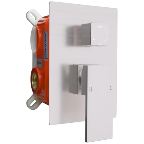 Enga SQ-2BS-VALVE-3 Way Shower Diverter Valve, Square Three-Function Shower Handle Valve, Bathroom Shower Control Valve, Wall Mount Shower Handle Rough-In Solid Brass Shower Valve Mixer cover