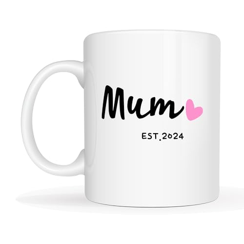 This Mom Est 2025 Coffee Mug, Mother's Day New Mom Gifts for Women Her First Time Mums Cup, White 11 Oz, 3.19 inches x 3.74 inches - Image 2