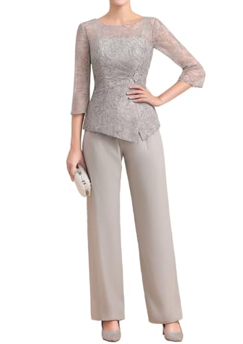 Mother of The Bride Dresses Pant Suits Chiffon Lace Outfit Sets for Wedding Guest Sequin Dress4