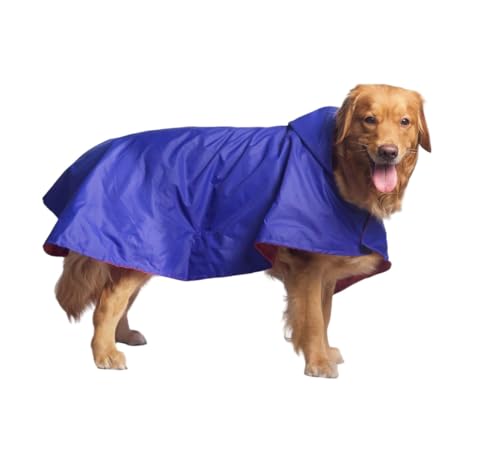 Pet Set Go Cape Style Dog Raincoat with Hoodie | Double Layered | Water Resistant | Polyester | for Small, Medium, Large Breed Dogs | Adjustable Waist and Neck – Blue (L) Pet Set Go Cape Style Dog Raincoat with Hoodie | Double Layered | Water Resistant | Polyester | for Small, Medium, Large Breed Dogs | Adjustable Waist and Neck – Blue (L)
