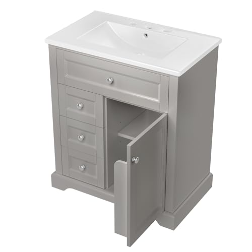 Mueble de baño REXO gris contra la humedad con amplio espacio y lavabo 6