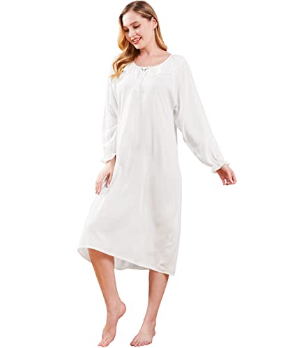 Nanxson Womens Nightgown Long Sleeve Sleepwear Vintage Victoiran Nightdress Ladies Lightweight Loungewear3