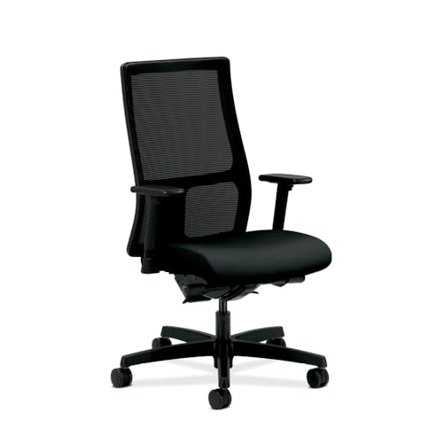 HON Ignition 2.0 Mid-Back - Black Mesh Computer Chair for Office Desk, Black Fabric (HONI2M2AMNC10TK)