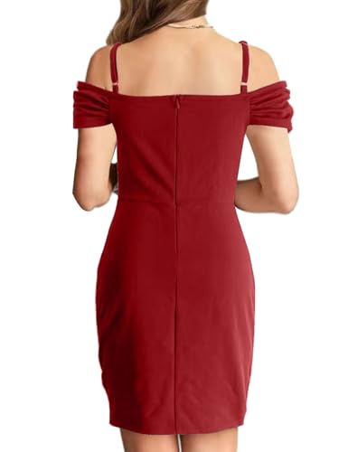 Tween Teen Girls Cold Shoulder Ruched Bodycon Dress Graduation Party Special Occasion Dance Dresses 8-14 Years2