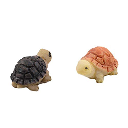 Mini Dollhouse Turtle Bonsai Tortoise Decorations Miniature Figurine Micro Landscape Fairy Garden Animal Toy Doll House Ornament DIY Kit Kids Room Decor 2Pcs Yellow and Black