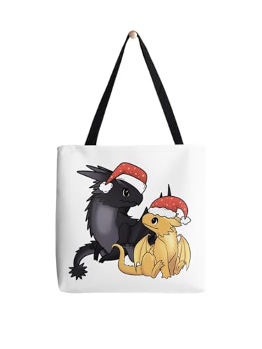 Tote bag Train de Noël et les esprits grand sac toile ecologique imprimé