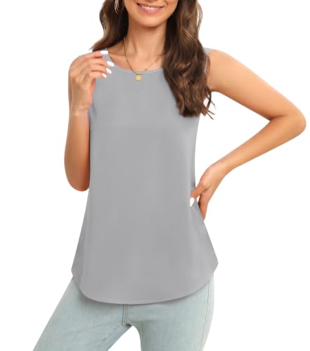 Image of Women's Sleeveless Chiffon Tank Top Business Casual Blouse Tunic Top