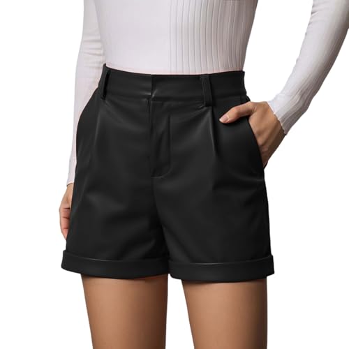 Short taille haute en similicuir du look de bureau aux soirées d'été