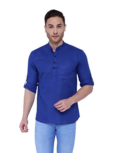 Image of Rajubhai Hargovindas Men's Linen Straight Short Kurta