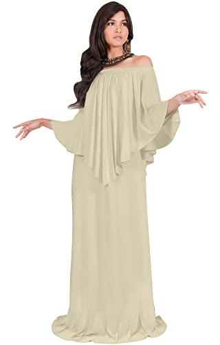 Image of KOH KOH Womens Strapless Off Shoulder Flattering Cocktail Maxi Dress Gown