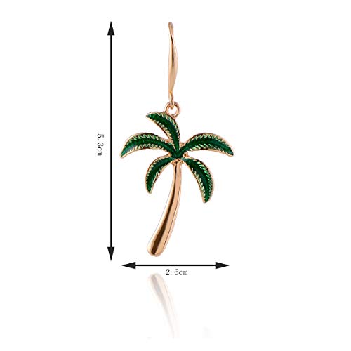 Metal Dangle Earrings for Women Girls Fashion Statement Green Cactus Coconut Palm Tree Flamingo Bird Hypoallergenic Earrings3