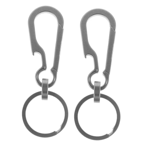 Luxshiny 2個チタン合カラビナキーリング 軽量耐久性に 栓抜き付きキ
