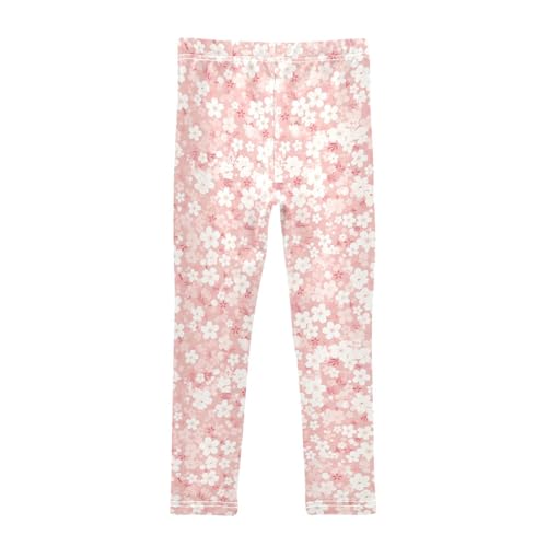 Cherry Blossoms Kids Baby Girls Active Leggings Soft High Waisted Leg Yoga Pants Exercise2