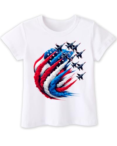 Habudda 4th of July Shirt for Boys Girls Kids Toddler USA Shirts, Red White and Blue American Flag Independence Day Patriotic Tee 2T-8T
