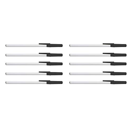 Ballpoint Stick Pens with Cap - 10 pack - Office Business Pens - Medium Point Ink - Black