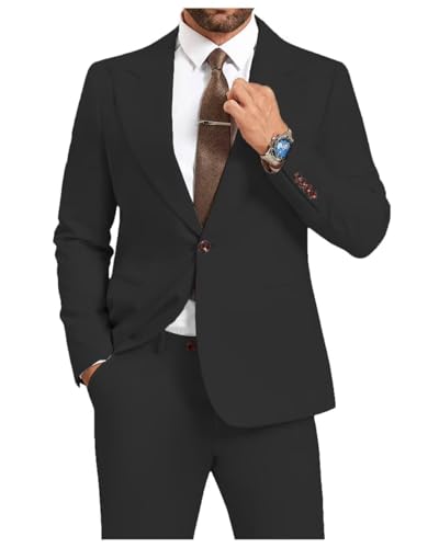 Men's Slim Fit 2 Piece Suit Set,One Button Blazer Jacket Pants Tuxedo Set for Prom Wedding and Business MCM17