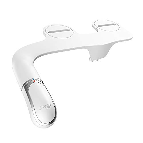 Bio Bidet SlimTwist Simple Bidet Toilet Attachment in White with Dual Nozzle, Fresh Water Spray, Non Electric, Easy to Install, Brass Inlet and Internal Valve