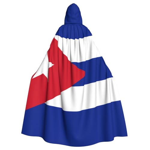 Qwvbn Disfraz de bandera cubana con capucha para Halloween, capa ligera y drapeada