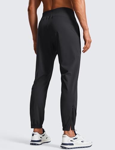 CRZ YOGA Athletic Joggers for Men - 29" Lightweight Running Training Pants with Zip Pockets and Ankle Zippers Ink Gray Large2