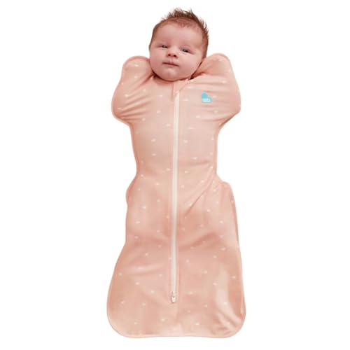 Image of Love To Dream Swaddle UP, Baby Sleep Sack, Twin Zipper For Easy Diaper Changes, Arms UP Position, Hip-Healthy, Lightweight & Breathable, Moderates Temperatures 24-27C, Small 1-3 Months, Heart Blush