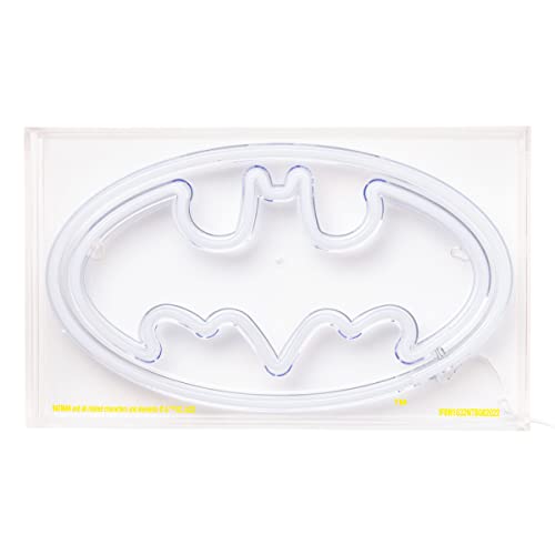 Image of Silver Buffalo DC Comics Batman Logo Symbol USB Powered Neon Light Box, 12 x 7 Inches