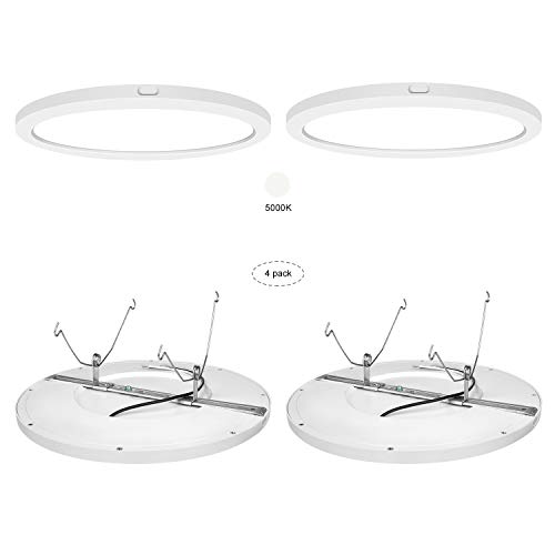 AVANLO Super Slim 0.5 Inch Thickness 12 Inch LED Ceiling Light Fixture, 120V 5000K 1680lm 24W (150W Equivalent), Dimmable, Round, for 3.5-4'' Junction Box, 5-6'' Housing & Surface Mount. 4 Pack