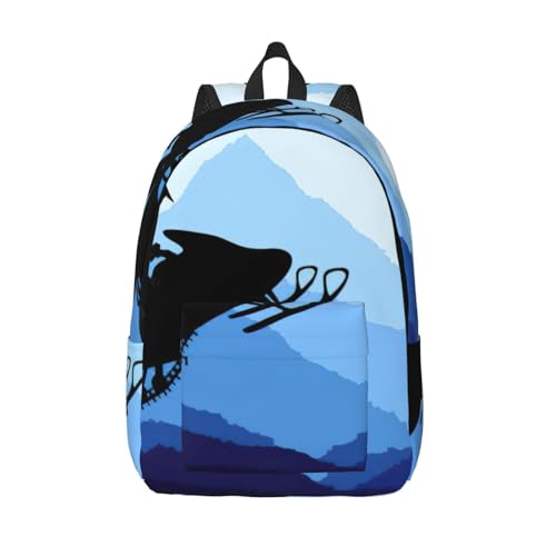 EdWal Mochila de viaje con estampado de moto de nieve para mujer y hombre, mochila universitaria, bolsa de ordenador para viajes, Negro , S