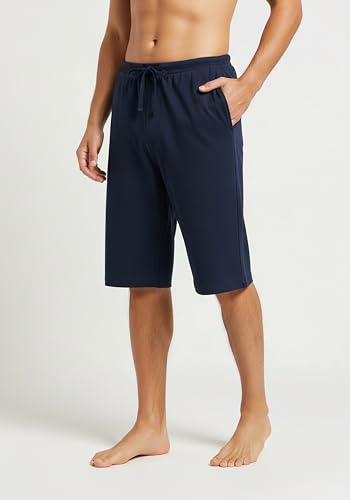 Andrew Scott Men's 3 Pack Soft & Light Cotton Drawstring Yoga Lounge & Sleep Jam Shorts/Jersey Shorts with Pockets2